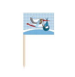 Tårtdekoration Cocktail Flagga Baby Boy 50-pack