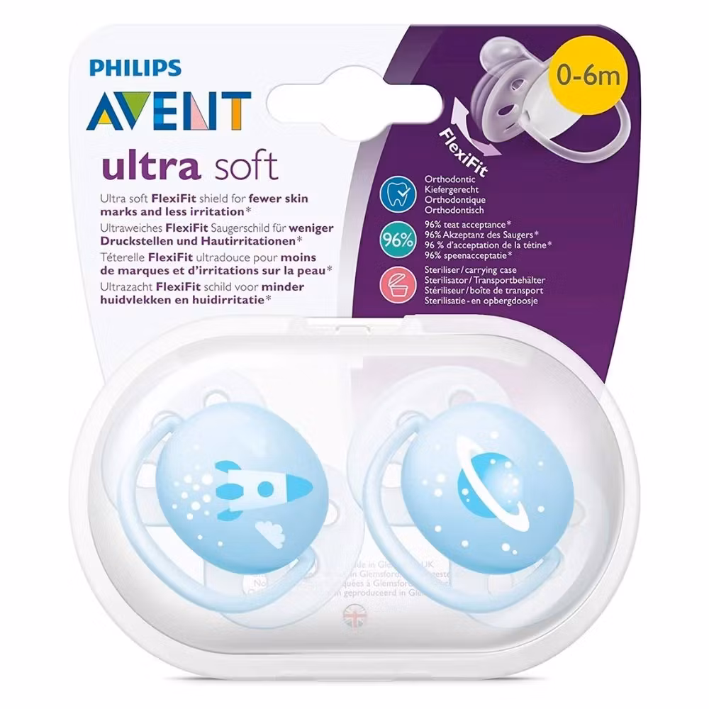 Philips Avent Ultra Soft Napp Blå 0-6 Mån 2-pack