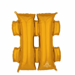 Teckenballong Folie # Hashtag Guld 83cm