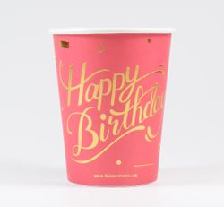 Pappersmuggar Happy Birthday Röd 10-pack