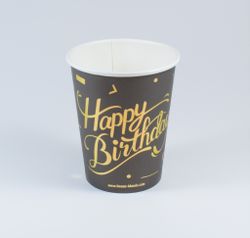 Pappersmuggar Happy Birthday Svart 10-pack