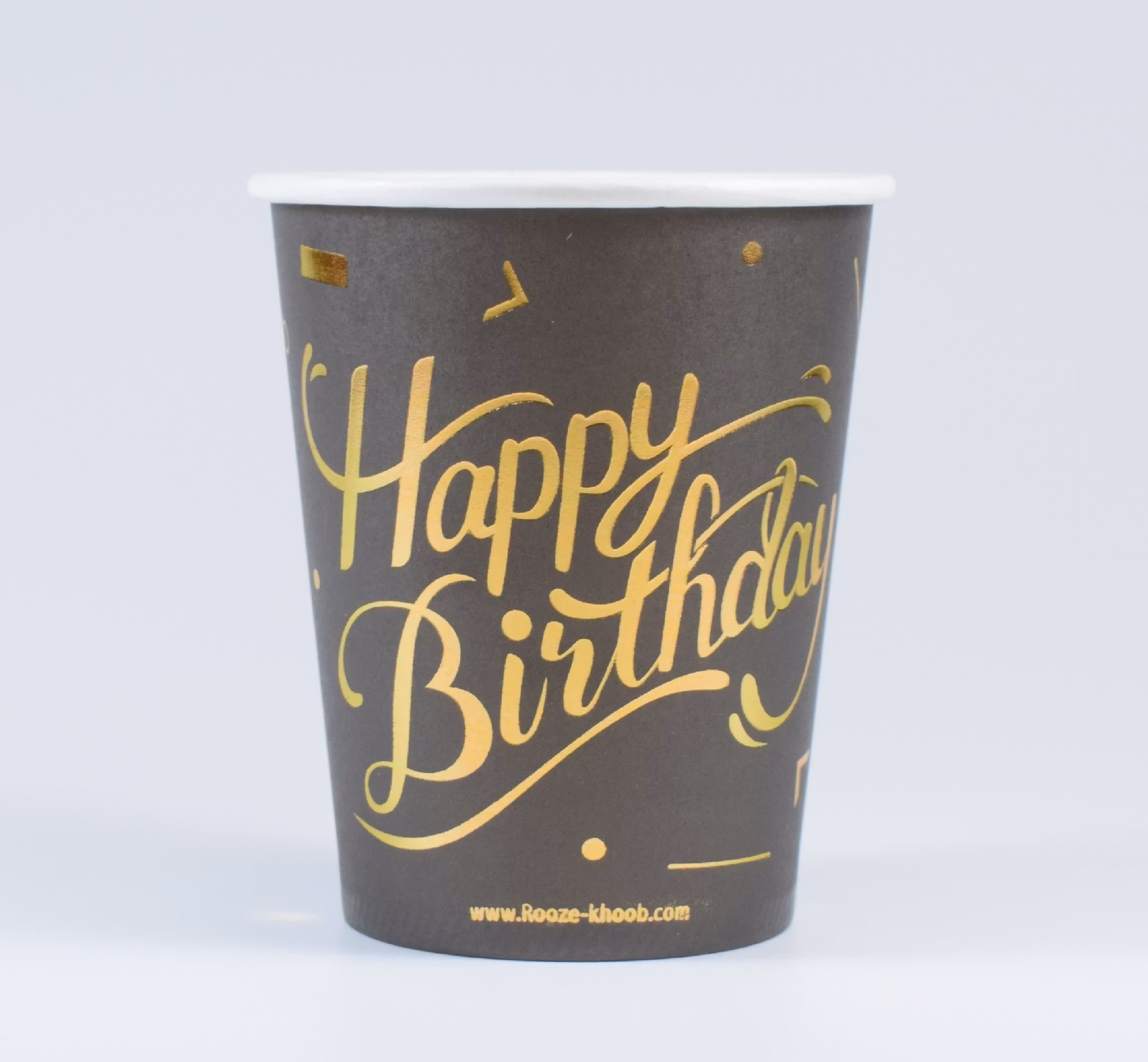 Pappersmuggar Happy Birthday Svart 10-pack