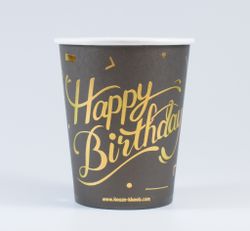 Pappersmuggar Happy Birthday Svart 10-pack