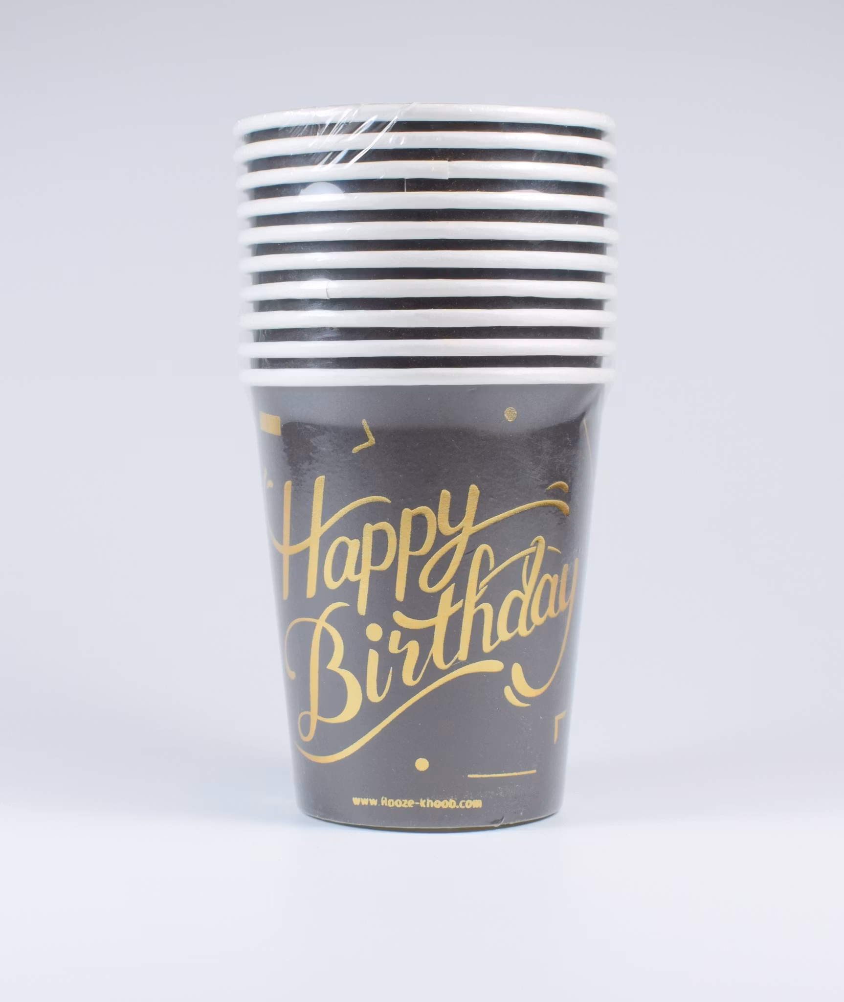 Pappersmuggar Happy Birthday Svart 10-pack