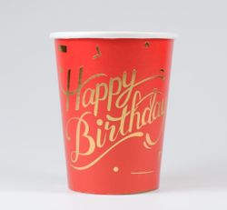 Pappersmuggar Happy Birthday Röd 10-pack