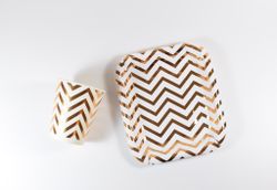 Pappersmuggar och Tallrikset Vit och Guld Metallic 20-pack