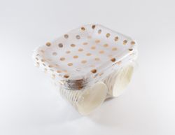 Pappersmuggar och Tallrikset Vit och Guld Metallic Dots 20-pack