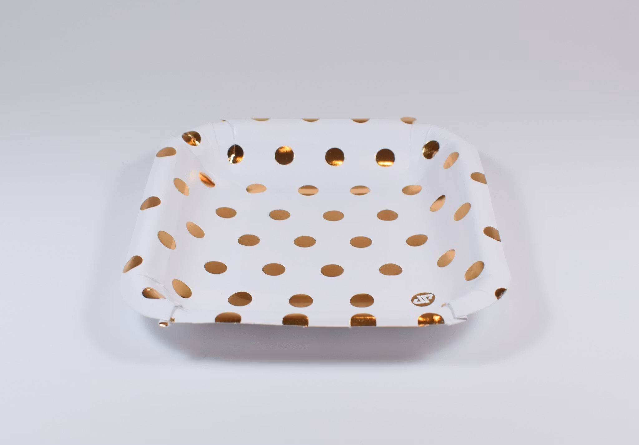 Pappersmuggar och Tallrikset Vit och Guld Metallic Dots 20-pack