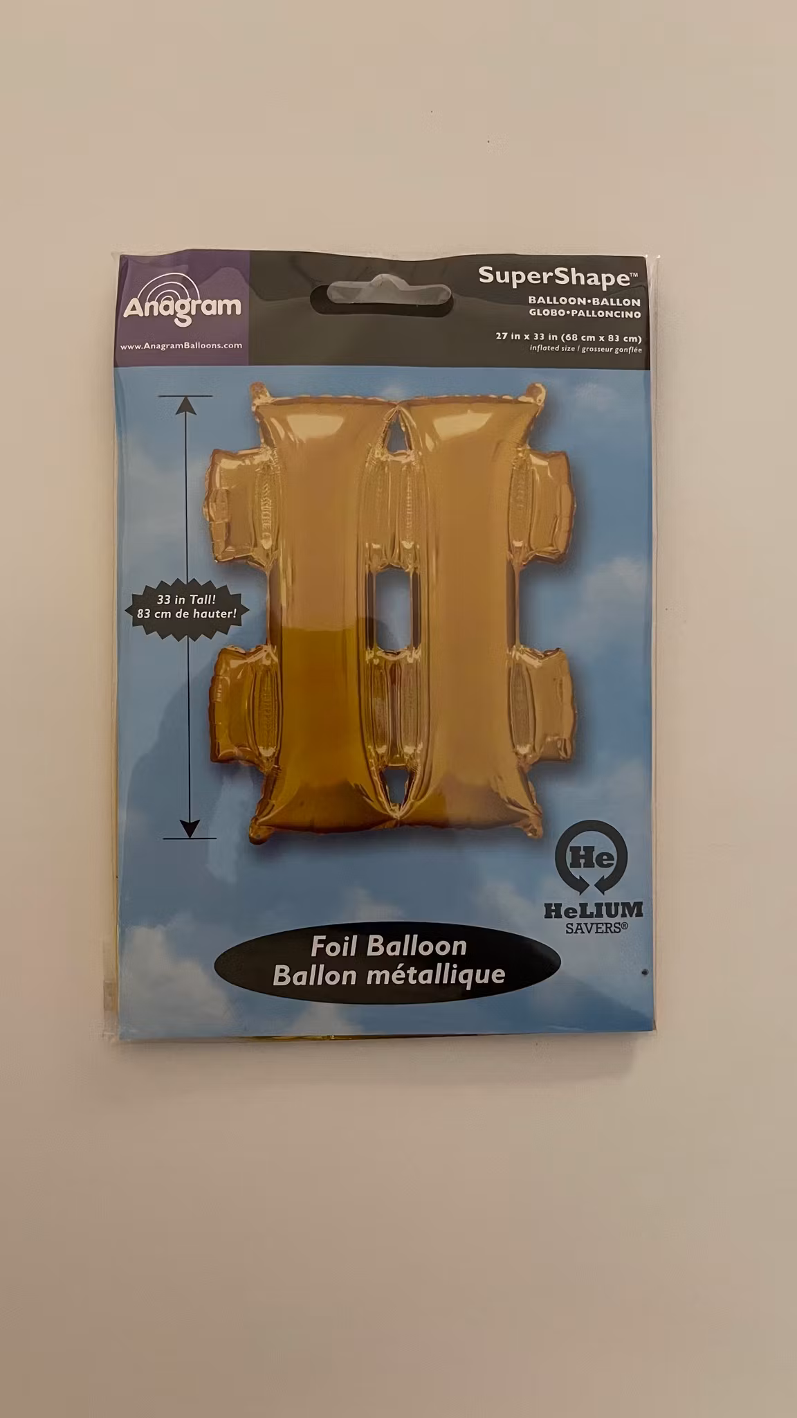 Teckenballong Folie # Hashtag Guld 83cm