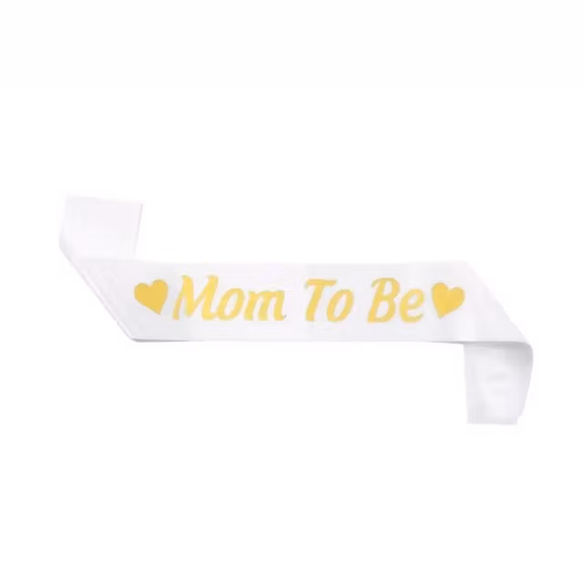 Ordensband "Mom To Be" Vit med Guld text
