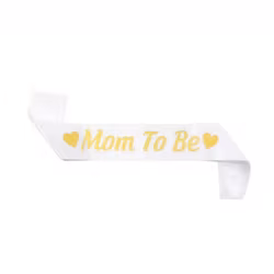 Ordensband "Mom To Be" Vit med Guld text