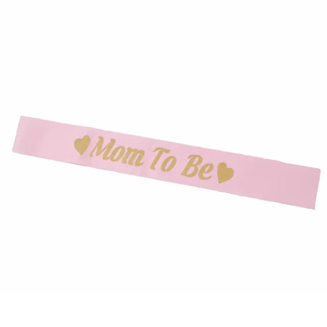 Ordensband "Mom To Be" Baby Rosa med Guld text