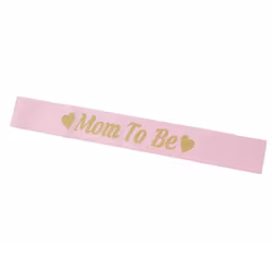 Ordensband "Mom To Be" Baby Rosa med Guld text