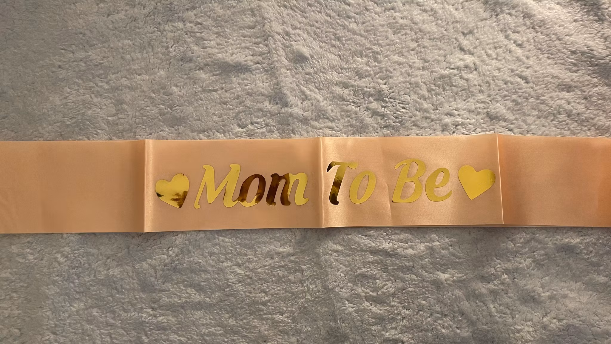 Ordensband "Mom To Be" Baby Rosa med Guld text