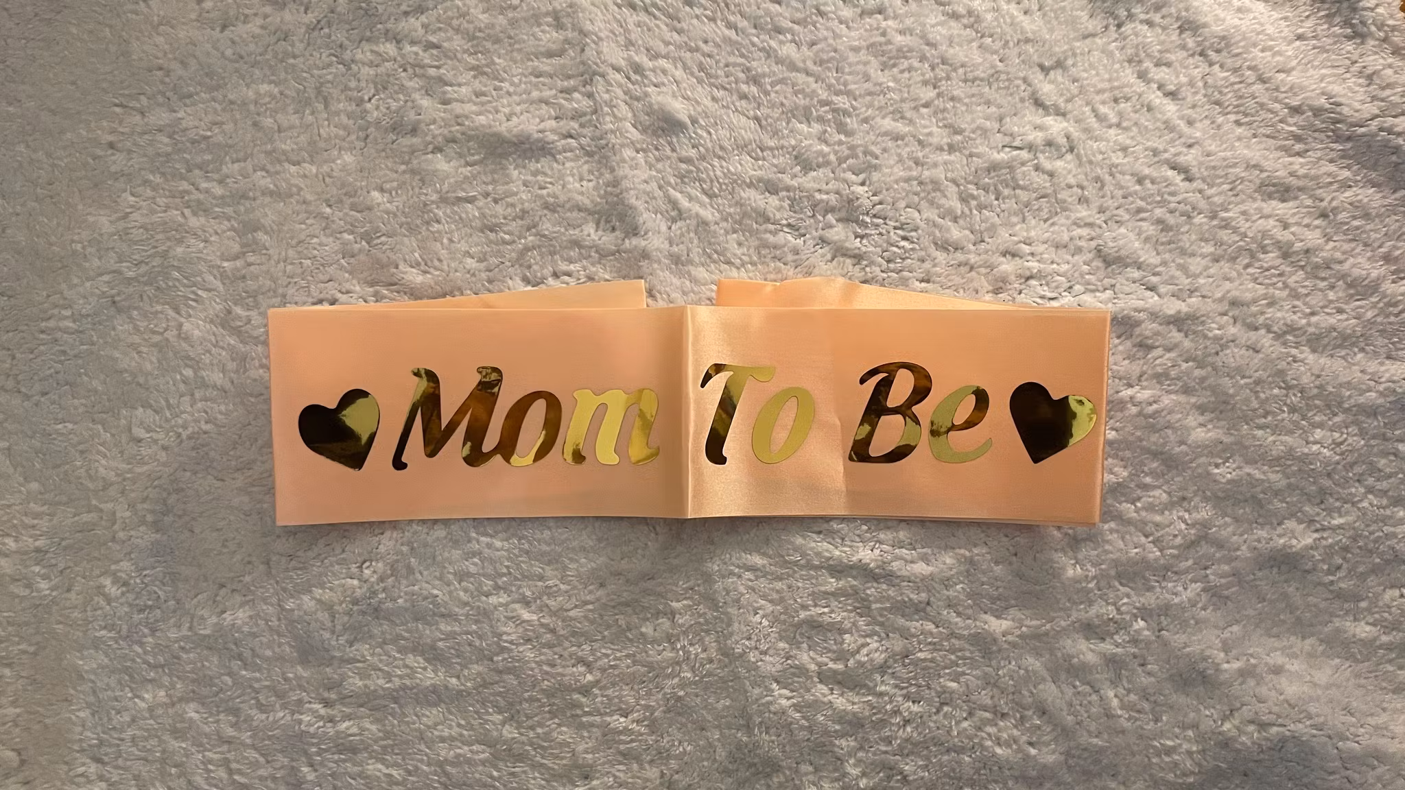 Ordensband "Mom To Be" Baby Rosa med Guld text