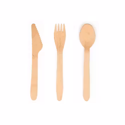 Träbestick - Sked, Gaffel, Kniv 3 x 25-pack