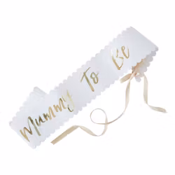 Ordensband "Mummy To Be" Vit med Rosé Guld text