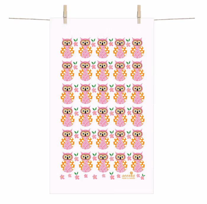 Terry towel - Owl, pink