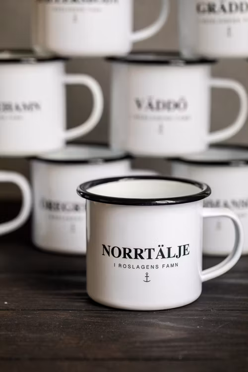 Enamel mug Norrtälje
