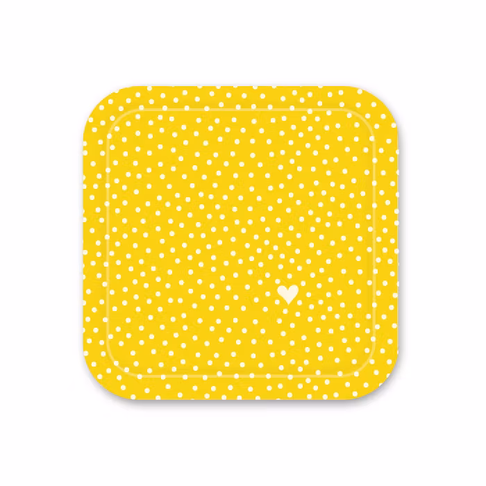 Bricka 20x20 cm - Gula prickar