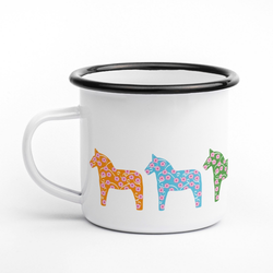 Designmugg - Dalahäst blommig