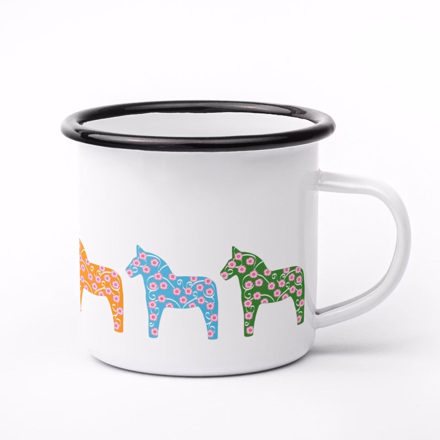 Designmugg - Dalahäst blommig
