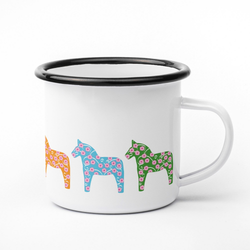 Designmugg - Dalahäst blommig