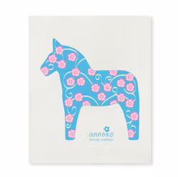 Dishcloth - Dala horse turquoise