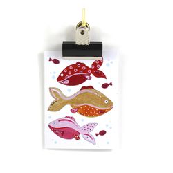 Små kort utan kuvert - Rosa fiskar