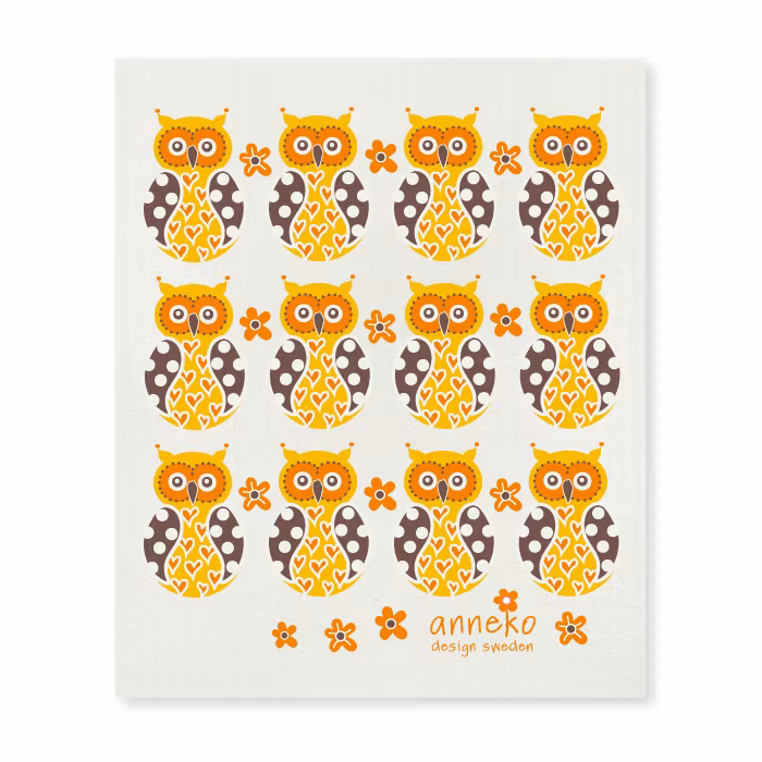Dishcloth - Owl, blue