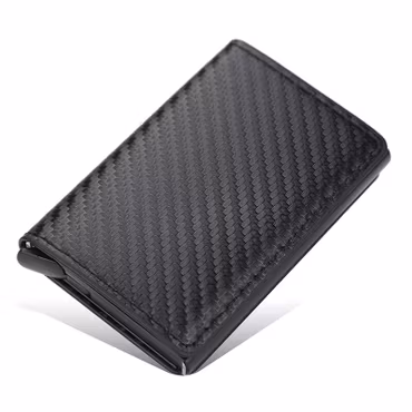 Korthållare Pop up RFID skydd Carbon Fiber Style Svart
