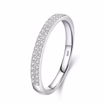 Ring 925 Sterling Silver Dubbla Band med Kubisk Zirkonia