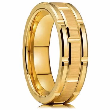 Ring Herr Grov Fasad Kant Rostfritt Stål Guld