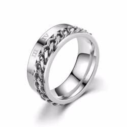 Ring Herr Romersk Text Spinner Rostfritt Stål Silver