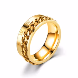 Ring Herr Spinner Romersk Text Rostfritt Stål Guld