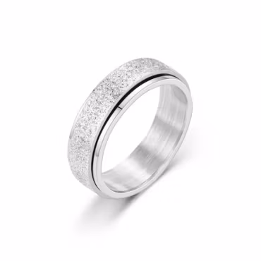 Ring Anti Stress Spinner Silver (6 mm) Frost Rostfritt Stål