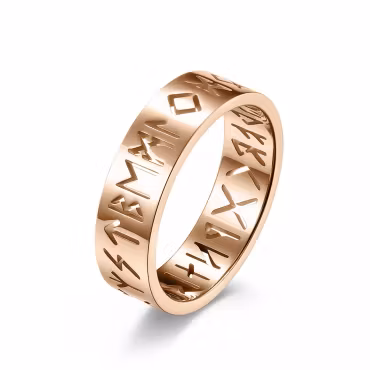 Nordisk Viking Ring Runskrift Rose Modern Design Smycke