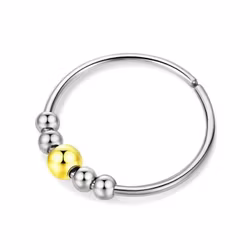 Anti Stress Ring Rostfritt stål Silver Guld Stressring 5 pärlor
