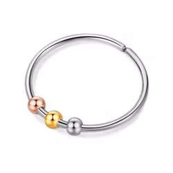 Anti Stress Ring Rostfritt stål Silver Guld Rose Stressring 3 pärlor
