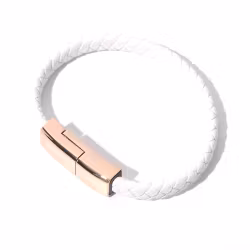Laddkabel Armband USB 2.0 till USB Type-C Läder Vit