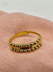 Stål justerbar ring med prickig kant - guld
