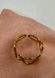 Stål justerbar ring ”oval” - guld