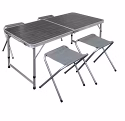 Fällbar Campingbordssats m 4 pallar. 120 x 60 x 70 cm