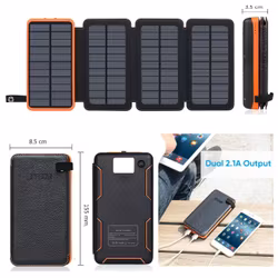 20000MAH Solcell Powerbank m 4 Högklassiga Solpaneler o Ficklampa