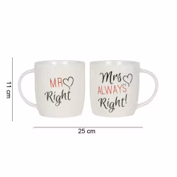Mr Right & Mrs Always Right Mugg set med förpackning.