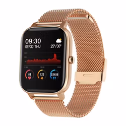 Stilren Smartklocka m Rostfritt Armband . Roseguld