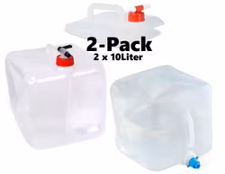 2-PACK 10L Bärbar Ihopfällbar Vattendunk med Kran