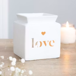 Modern Vit Oljebrännare med Utskuret Love + Hjärta