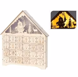 Återanvändbar Trä Adventskalender m Belysning o 24 Lådor
