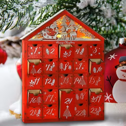 Stor Återanvändbar Trä Adventskalender m Belysning o 24 Lådor